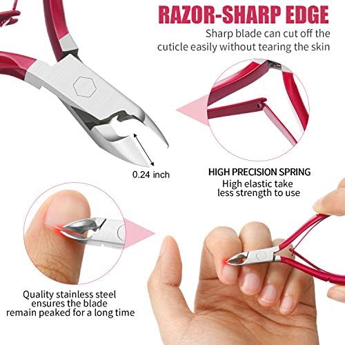 Mudder Cortadora de uñas postizas, cortadora de cutículas, con uñas acrílicas, empujador de cutículas, raspador de cutículas, de acero inoxidable,