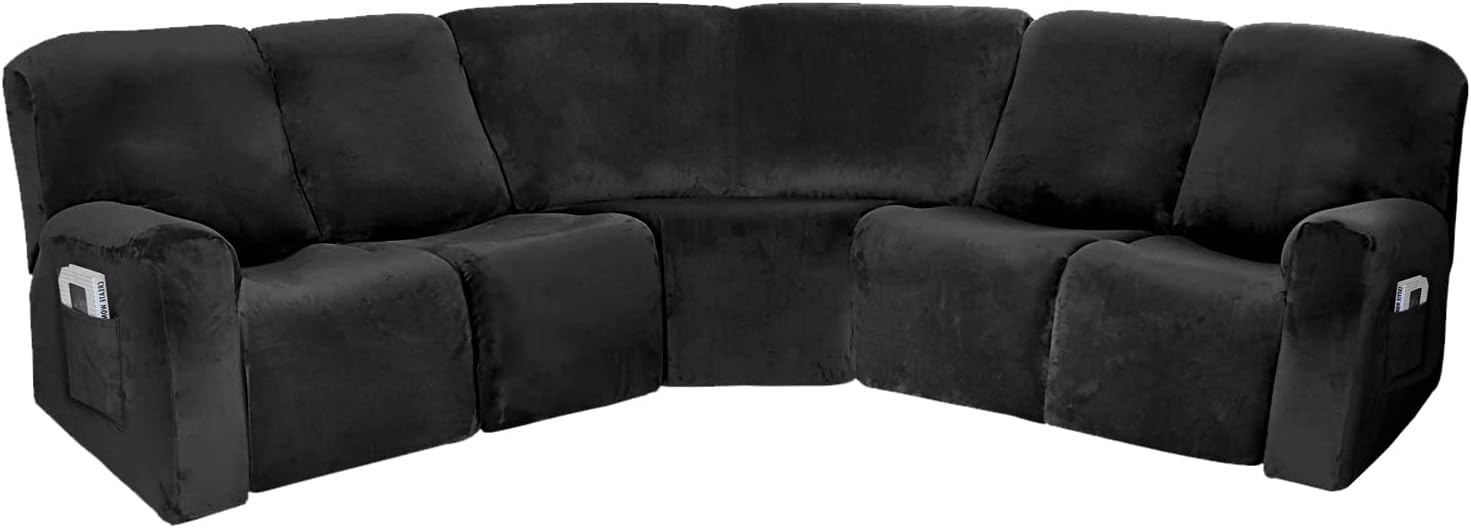 Funda para sofá esquinero, funda seccional elástica de terciopelo, protector de sofá esquinero reclinable, fundas para sofá esquinero, funda