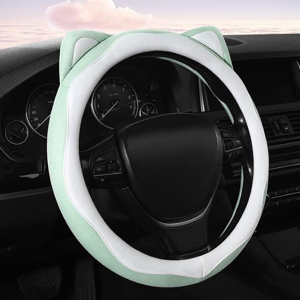 Funda de gamuza para volante de automóvil, con orejas de gato, funda protectora antideslizante para volante de automóvil, protector universal de 15