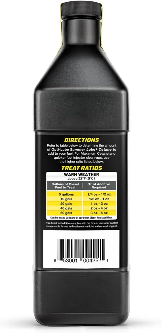 Opti-Lube Summer+ Formula Aditivo para combustible diesel cada cuarto trata hasta 640 galones de combustible diésel (1 cuarto de galón (640 galones))