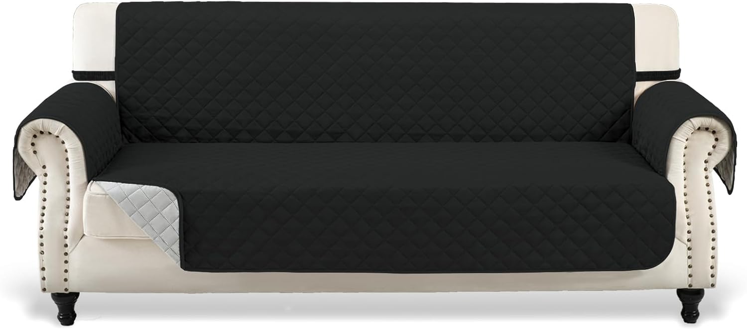 Fandyacke Fundas reversibles para sofá, protector de muebles para perros (sofá, negrogris)