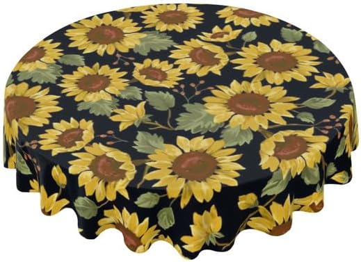 Mantel redondo de 60 pulgadas con patrón de mariposa de girasol, mantel retro para decoración del hogar, fiesta, cocina, comedor, picnic, otoño, día
