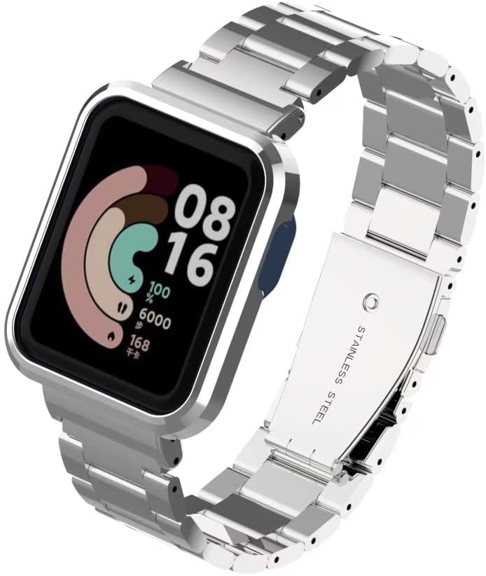 T-BLUER Compatible con Xiaomi Mi Watch LiteRedmi Watch Lite, correa de repuesto de metal de acero inoxidable compatible con Xiaomi Mi Watch