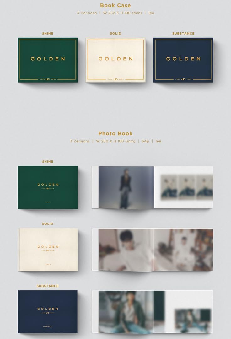 Weverse POB BTS JUNGKOOK GOLDEN 1er álbum en solitario 3 Ver Set + Weverse Shop Tarjeta fotográfica POB