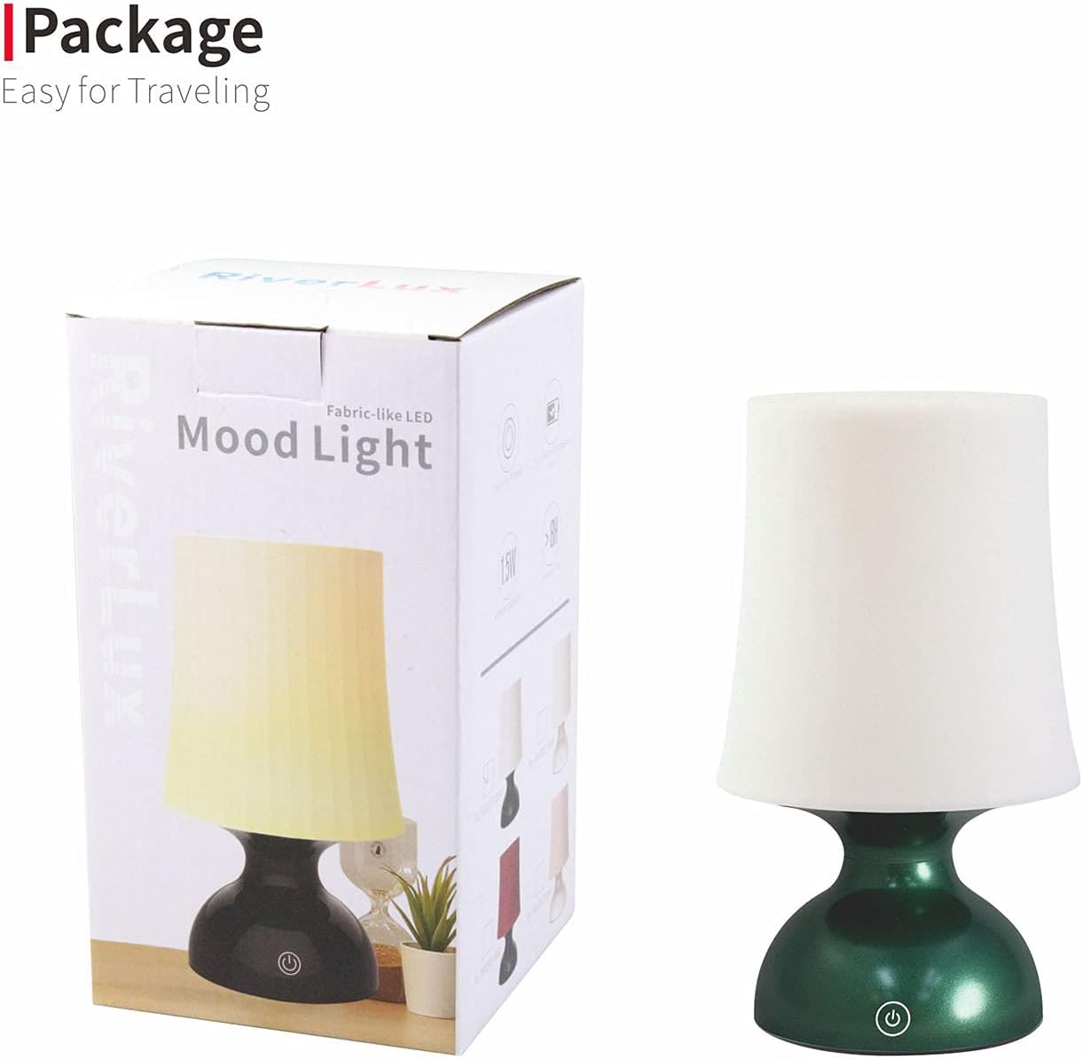 Lámpara LED verde y blanca, lámpara de mesa de estilo nórdico, lámpara de escritorio minimalista, lámpara de mesa con batería, lámpara de mesa
