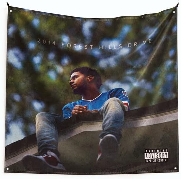 TIANGONGZAOWU J. Cole Forest Hills Drive Art Music ALBUM – Bandera de tapiz colgante, 3 x 3 pies