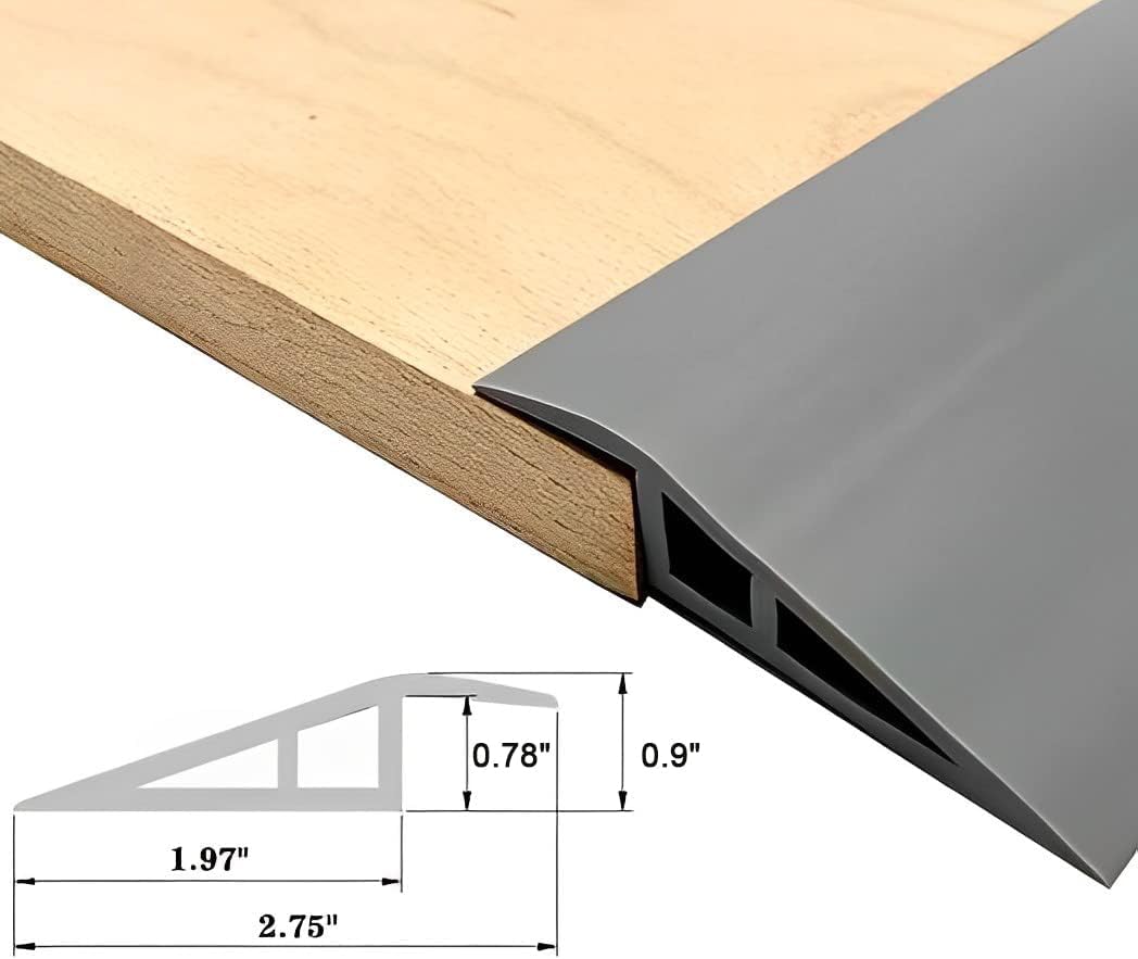 Tira de umbral de transición de vinilo autoadhesiva, reductor de pisoalfombra a azulejo, borde de puerta para azulejos laminados (gris, 36 pulgadas)