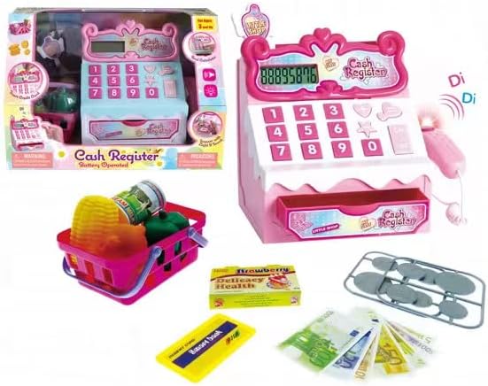 My First Cash Register Toy Playset – Calculadora de simulación para niños con accesorios para mayores de 3 años (24 piezas)