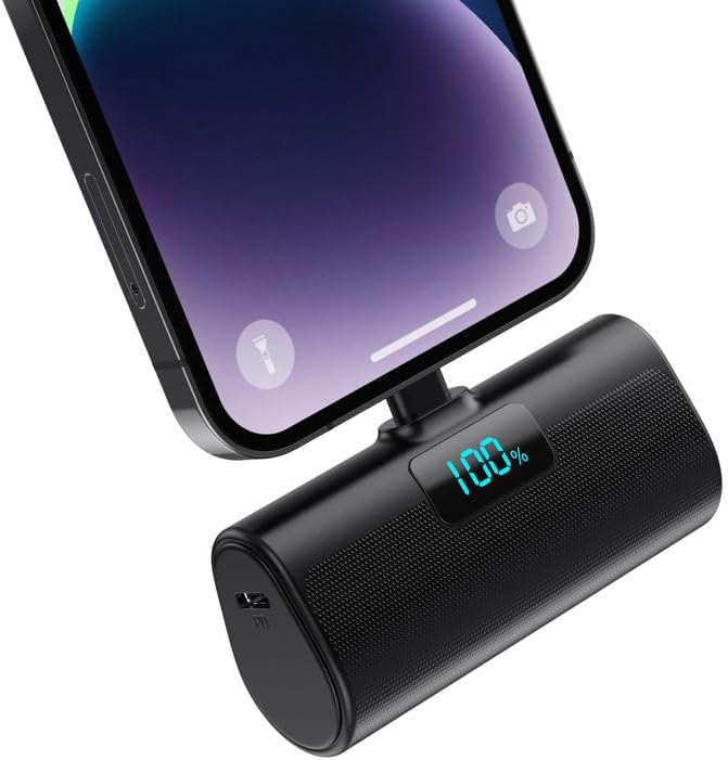Cargador portátil pequeño para iPhone, mini banco de energía con certificación MFi de 5200 mAh, cargador de teléfono portátil de viaje de carga