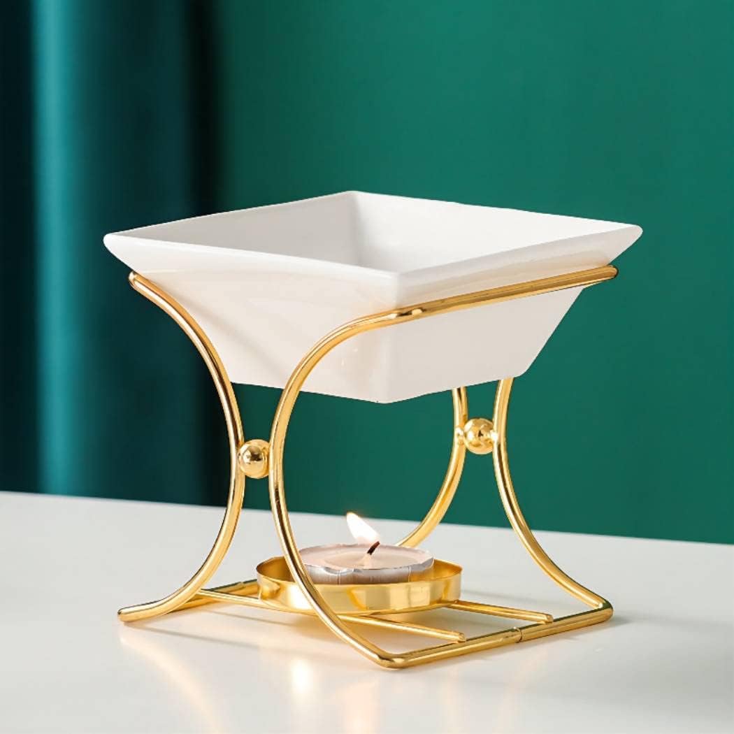 150ML Gran Capacidad Delicado Romántico Metal Tealight Candelabro Aceite Tarta Quemador Aroma Difusor Horno Decoración del Hogar X Forma Oro