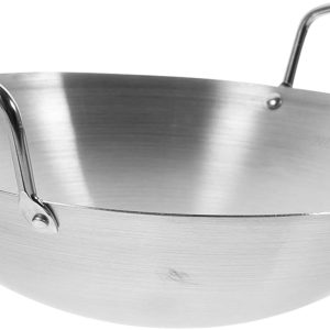 Luxshiny Sartén de acero inoxidable para wok, sartén de 10.2 in, estilo tradicional, utensilios de cocina antiadherentes con doble asa para Luxshiny Sartén de acero inoxidable para wok, sartén de 10.2 in, estilo tradicional, utensilios de cocina antiadherentes con doble asa para