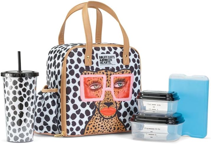 Fit & Fresh Wichita Lonchera aislada con bolsa lateral y asas de transporte, kit completo de almuerzo incluye vaso a juego, 2 recipientes y bolsa de