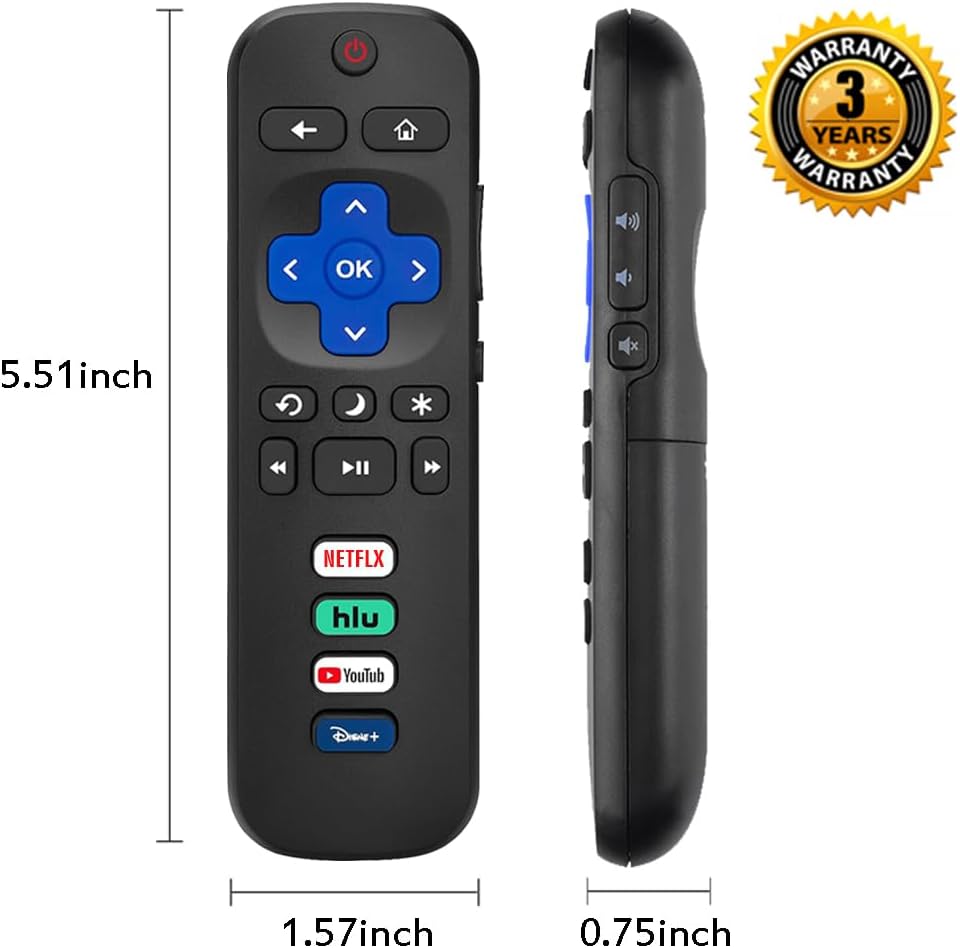 Paquete de 2 controles remotos de repuesto compatibles con Roku TV, control remoto universal para televisores