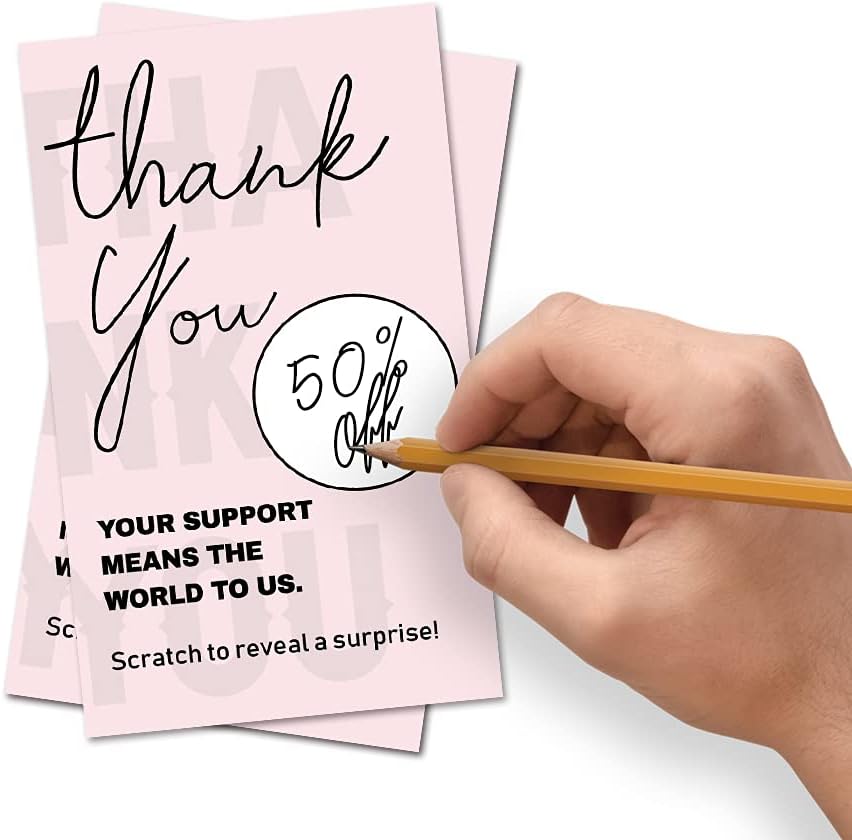 LONLONBANG 50 tarjetas de regalo en blanco para raspar para restaurantes de pequeñas empresas, spa, belleza, peluquería, Navidad, cumpleaños,