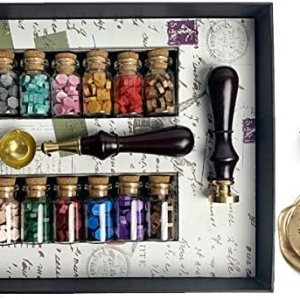 Kit de cera de sellado de cuentas en caja de regalo con sello de cera, cera de sellado de 12 colores y cuchara de fusión (botánico) Kit de cera de sellado de cuentas en caja de regalo con sello de cera, cera de sellado de 12 colores y cuchara de fusión (botánico)
