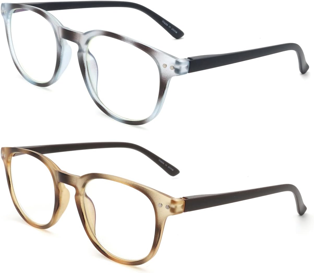 Areyeth 2 pares de anteojos de lectura redondos retro para mujer, lectores con bloqueo de luz azul, anteojos de moda antifatiga ocular (1.75X)