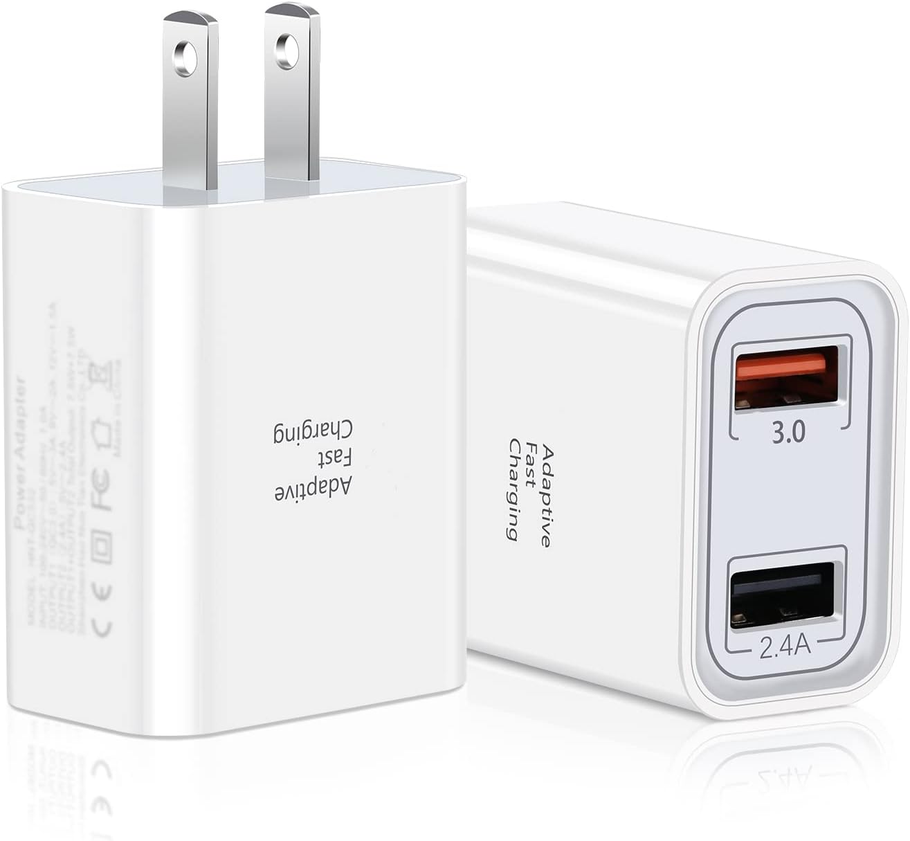 Pofesun – Cargador de pared USB, paquete de 2 unidades de doble puerto USB cubo, adaptador de corriente de carga rápida 3.0, enchufe de carga QC3.0,