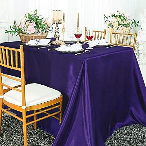 BalsaCircle Mantel rectangular de satén morado de 90 x 132 pulgadas para mesa de boda, fiesta, recepción, eventos, cocina y comedor