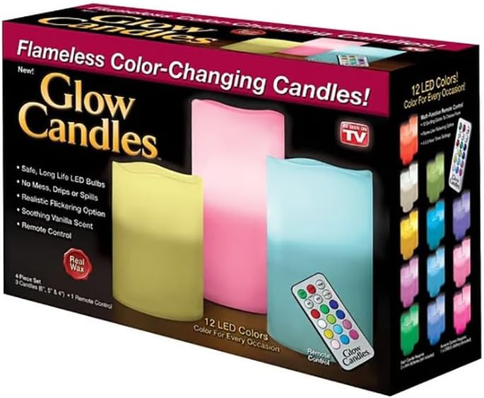 Glow Candle Pilares sin llama que cambian de color (juego de 3)