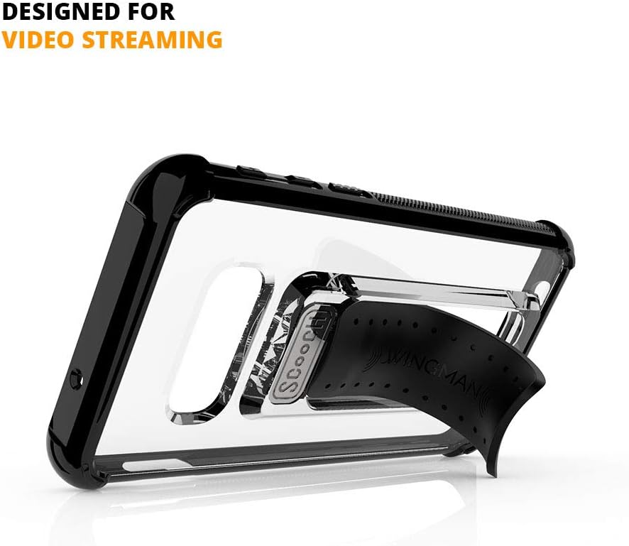 Scooch Wingman – Funda con función atril para Samsung Galaxy S10 protección contra caídas de 10 pies soporte bidireccional funda protectora a prueba