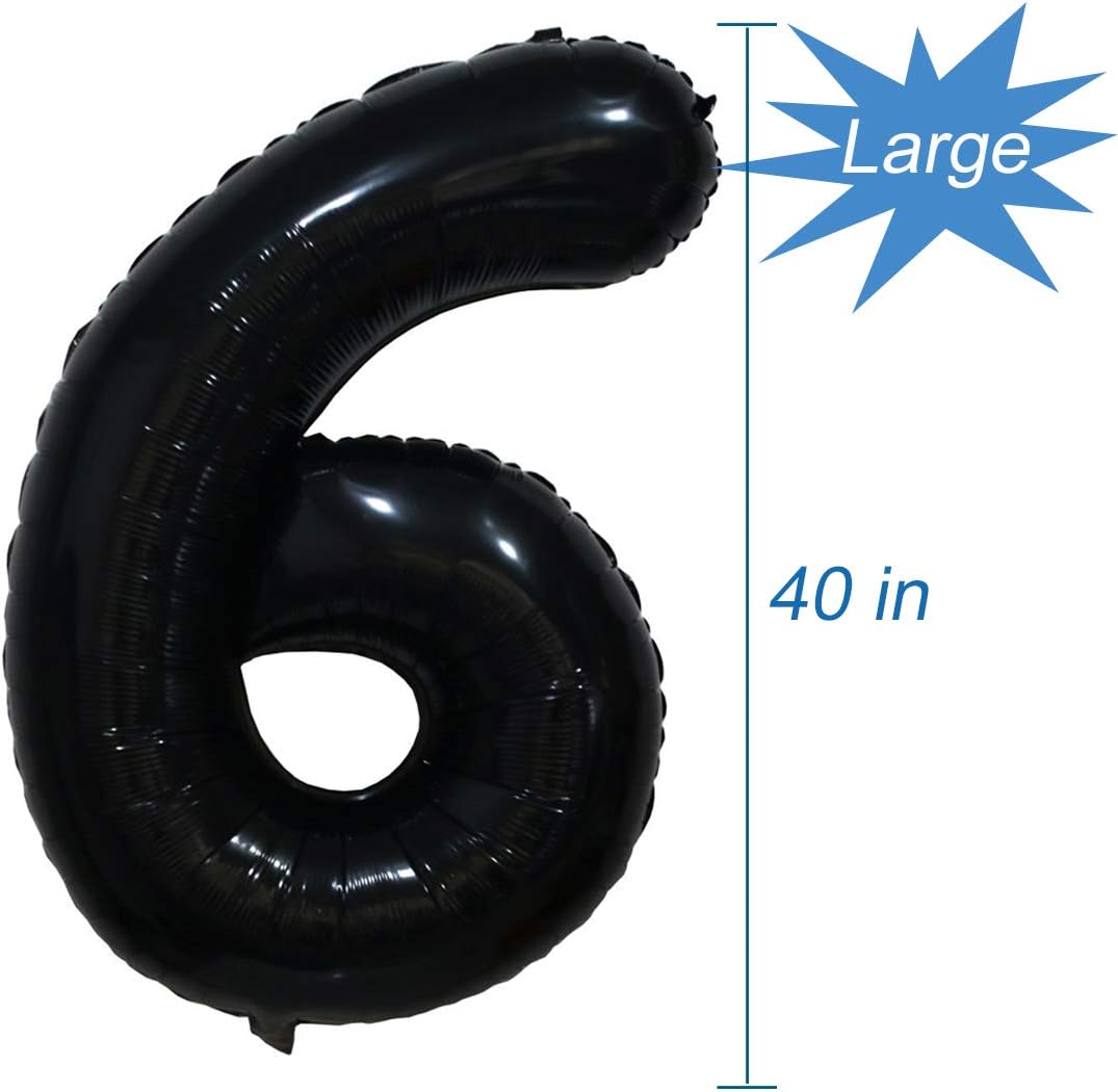 Tellpet Globo negro del número 60 + pancarta de globos de feliz cumpleaños con 5 globos de confeti dorados, decoraciones de feliz cumpleaños