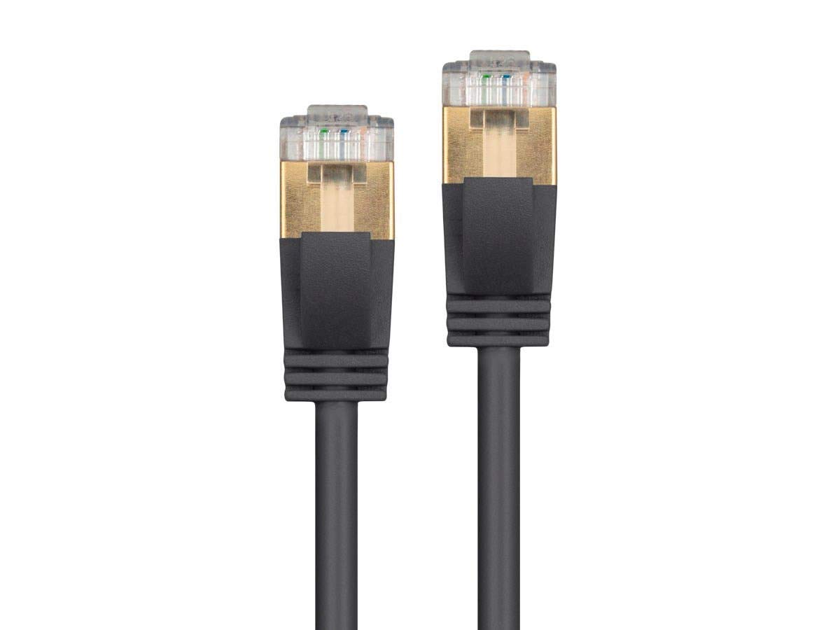 Monoprice SlimRun – Cable de conexión Ethernet Cat6A, cable de Internet de red, RJ45, trenzado, STP, cable de cobre puro, 36 AWG, 7 pies, color negro