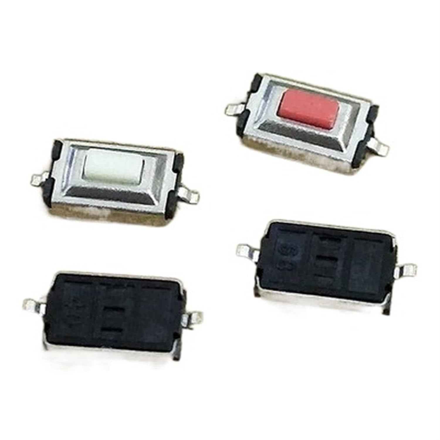 100 microinterruptores táctiles de 0.118 x 0.236 x 0.098 in, 3 x 6 x 2.5 SMD, cabeza de botón roja blanca (color  rojo)