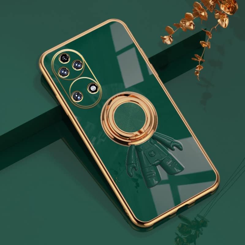 Wousunly Funda compatible con Huawei P50 Pro con soporte de anillo, patrón de astronauta giratorio de 360, color negro, funda para teléfono Huawei
