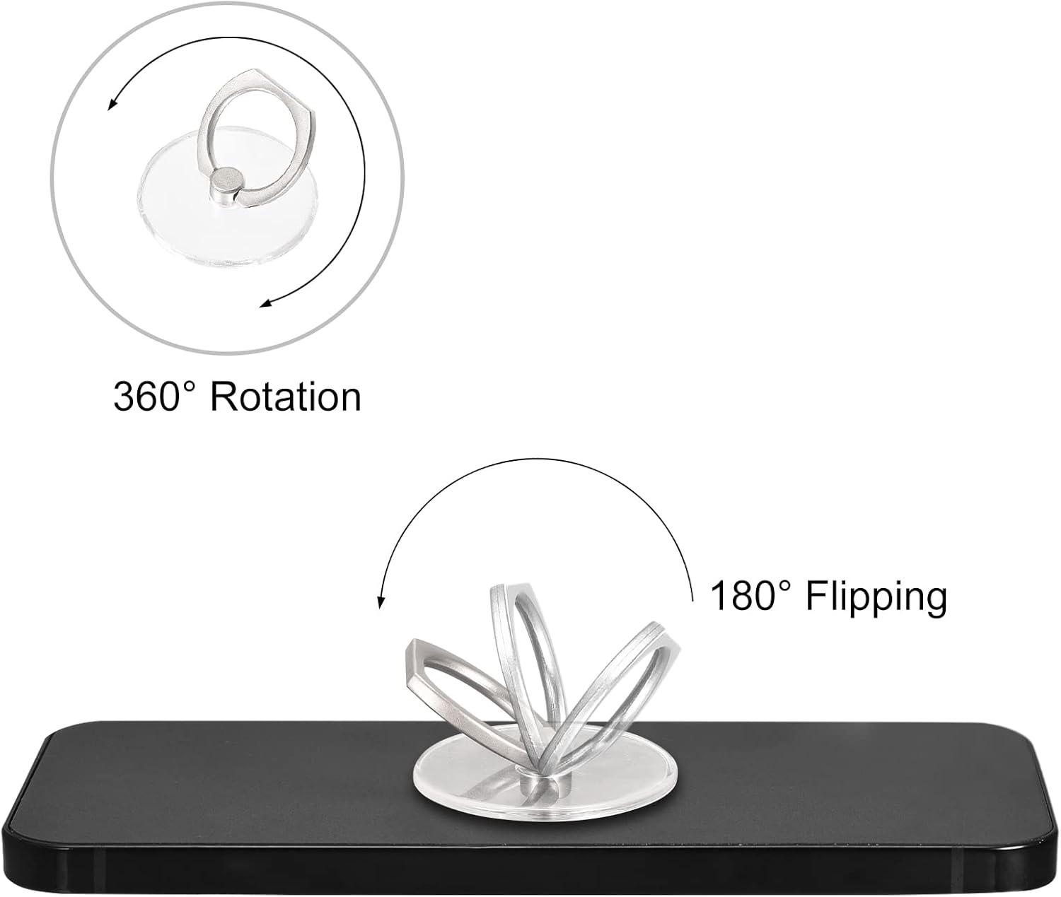 uxcell Soporte transparente para anillos de teléfono, soporte transparente para el teléfono, funda, tableta, juego de 2 formas (gato x 2, redondo x