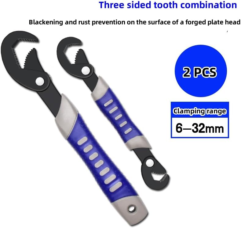 Llave universal de dientes de tres lados, llave de tubo multifuncional, llave ajustable, juego de llaves abiertas grandes y pequeñas