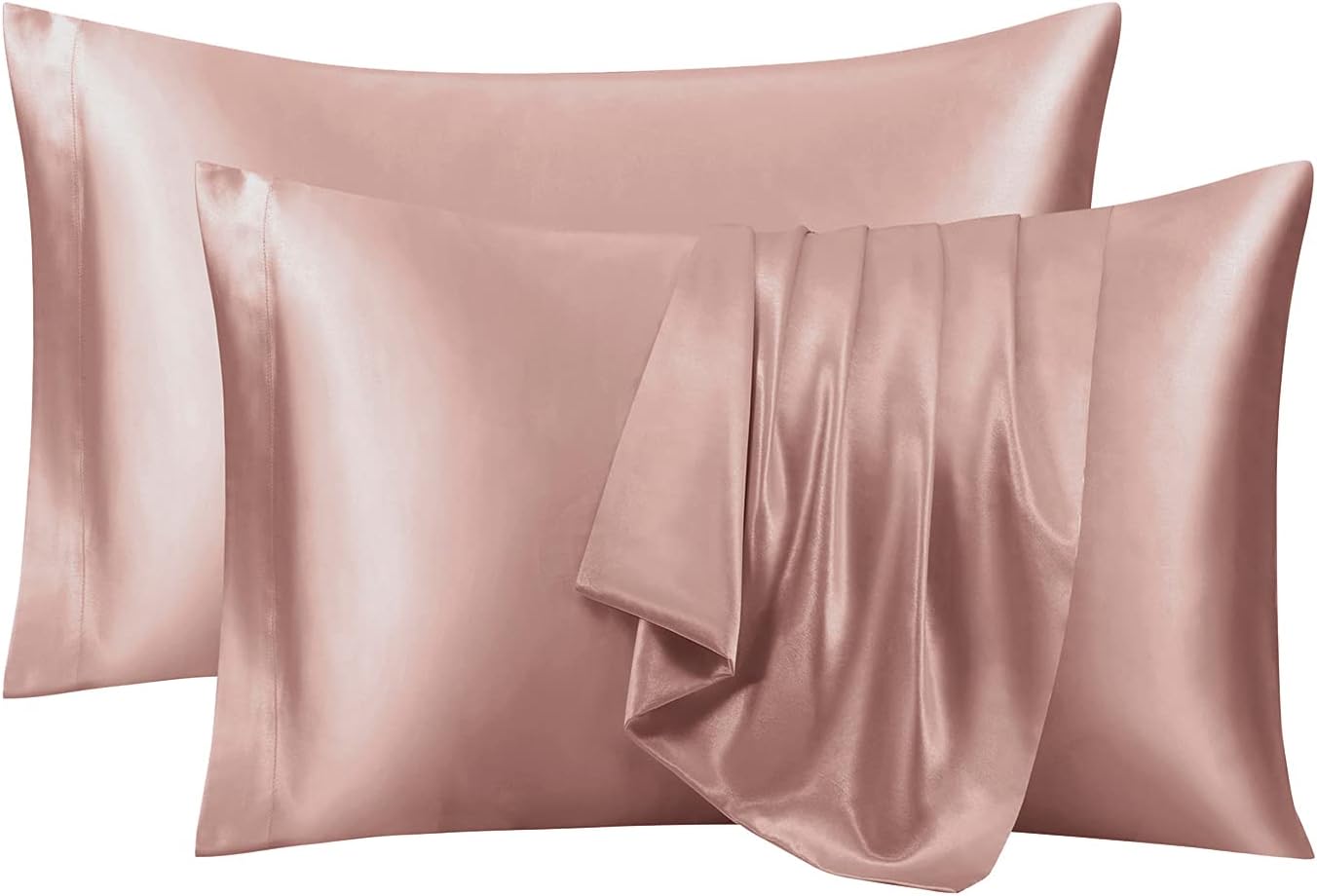 Ersmak Juego de 2 fundas de almohada de satén tamaño Queen, ultra suaves y sedosas para cabello y piel, resistentes a las arrugas a la decoloración