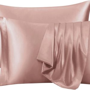 Ersmak Juego de 2 fundas de almohada de satén tamaño Queen, ultra suaves y sedosas para cabello y piel, resistentes a las arrugas a la decoloración Ersmak Juego de 2 fundas de almohada de satén tamaño Queen, ultra suaves y sedosas para cabello y piel, resistentes a las arrugas a la decoloración