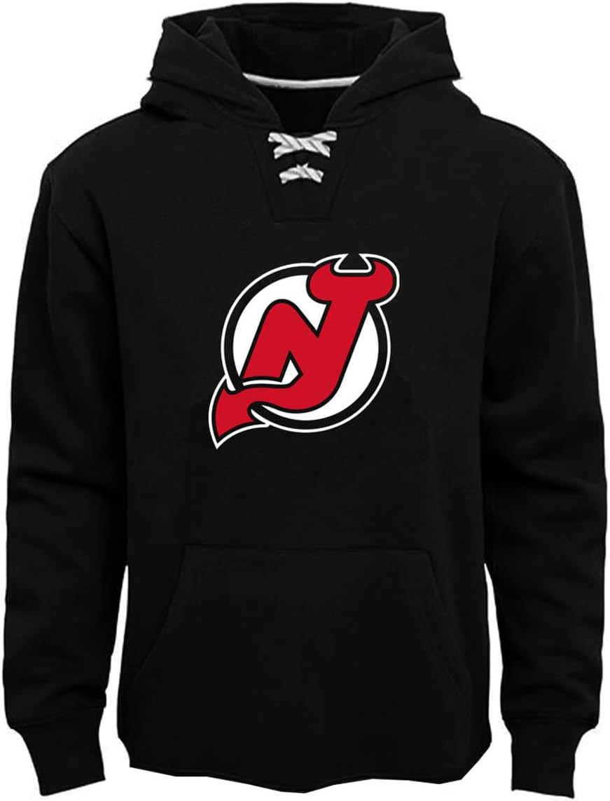 Outerstuff New Jersey Devils – Sudadera con capucha de forro polar con cordones