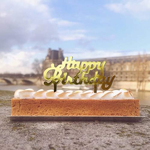 SaktopDeco 50 piezas de plástico dorado pequeño para cupcakes de cumpleaños para fiestas temáticas, postres y decoración de mesa