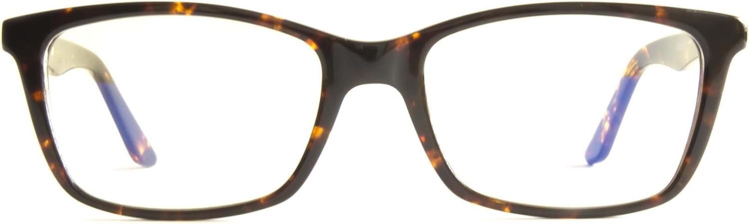 Gafas de computadora de diseño con protección UV antiluz azul, antirreflejos, borde completo, marco de acetato, color tortuga, estilo Oryc