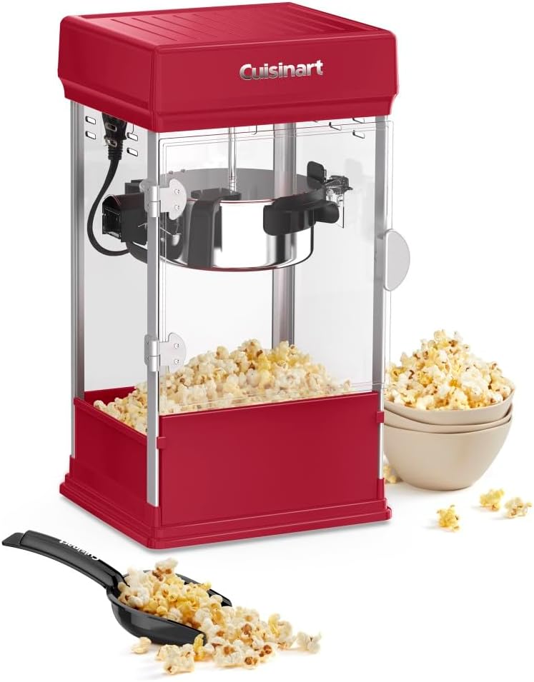 Cuisinart Máquina de palomitas de maíz estilo teatro, capacidad de 16 tazas, sin tiempo de calor, fácil de servir y de limpieza rápida, con cuchara
