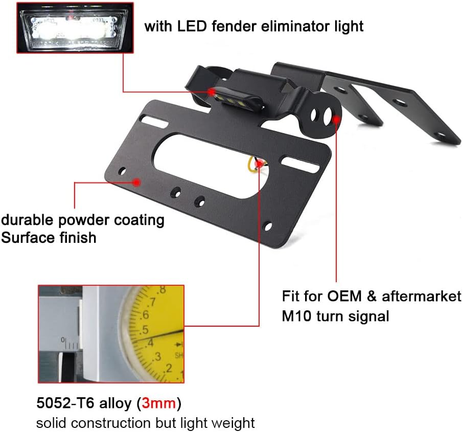 Xitomer Eliminador de guardabarros apto para GSX-S1000 GT 2022-2023, con luz LED, compatible con señal de giro OEMStock