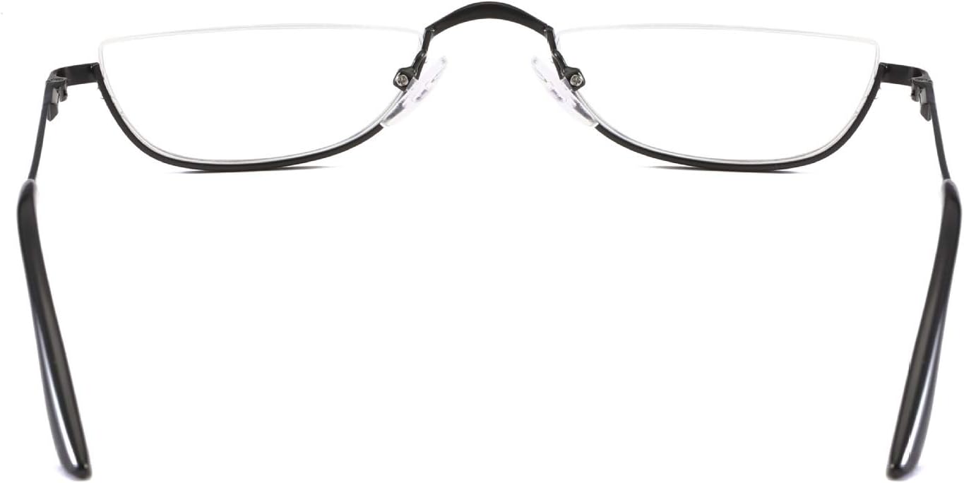 REAVEE Paquete de 2 lentes de lectura de media luna de diseño retro, para mujeres y hombres, bisagra de resorte, lentes delgados elegantes con