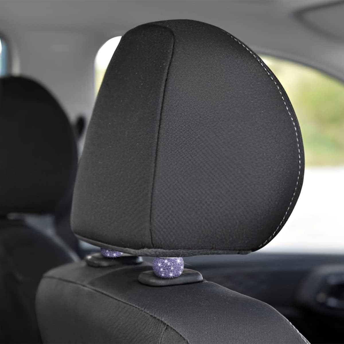 Paquete de 4 collares para reposacabezas de automóvil, collares brillantes para reposacabezas de automóvil, anillos decorativos, collares de