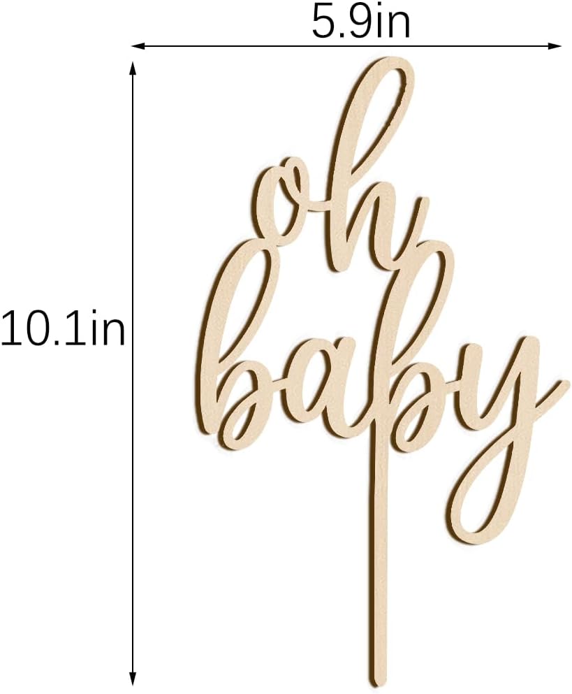 PALASASA Oh Baby Cake Topper  Decoración de madera de gran tamaño para pastel de baby shower, para temática rústica, fiesta de revelación de género,