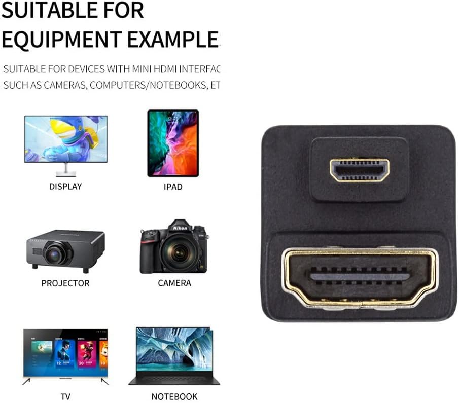 xiwai 4K Port Savers Micro HDMI 1.4 Macho Tipo-D a HDMI Hembra Abajo Opuesto U Forma Atrás Ángulo Adaptador de Extensión de 360 Grados