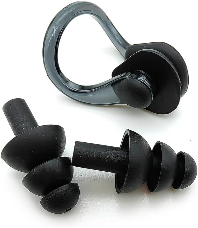 Zooshine Tapones impermeables para los oídos, clips para la nariz de natación que protegen tus orejas y nariz en el agua, 4 colores con caja