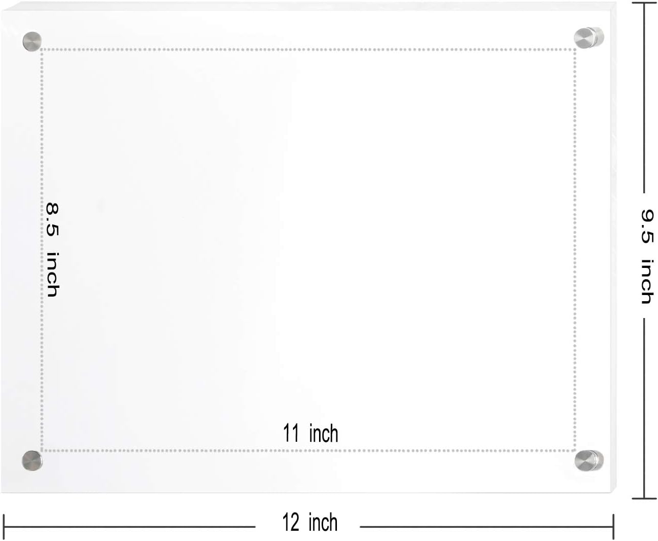 Magicool – Marco de fotos flotante de acrílico transparente de 8.5 x 11 pulgadas, doble panel, sin marco, para fotos, certificado de grado, hogar u