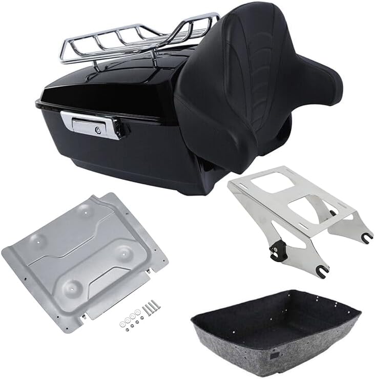TCT-MOTORPARTS Respaldo King Tour Pack de 13.7 pulgadas con placa de montaje para Harley Tour Pack Road Glide, Road King, Street Glide, Electra