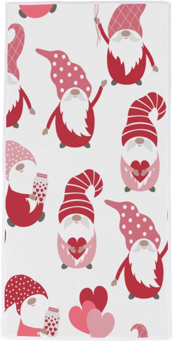 Vhcawsu Love Hearts Gnomes – Toalla de mano para el día de San Valentín, toallas de baño suaves para secado de cabello, altamente absorbentes, para