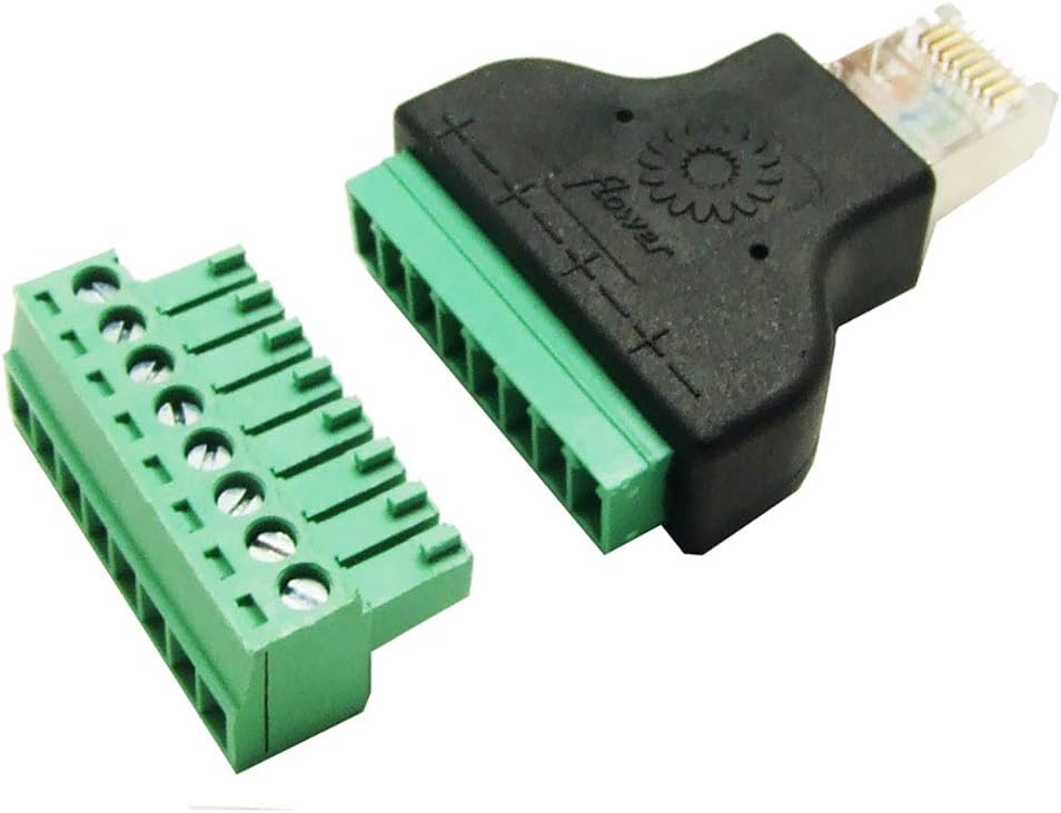 Adaptador de bloque de terminales Ethernet RJ45 macho a tornillo