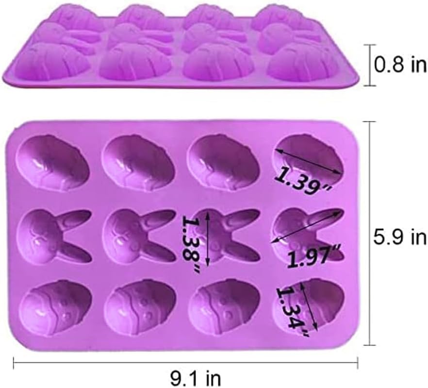 BAOLA Moldes de caramelo de chocolate con 12 cavidades, molde de silicona para fondant de huevo de Pascua para decoración de pasteles, suministros