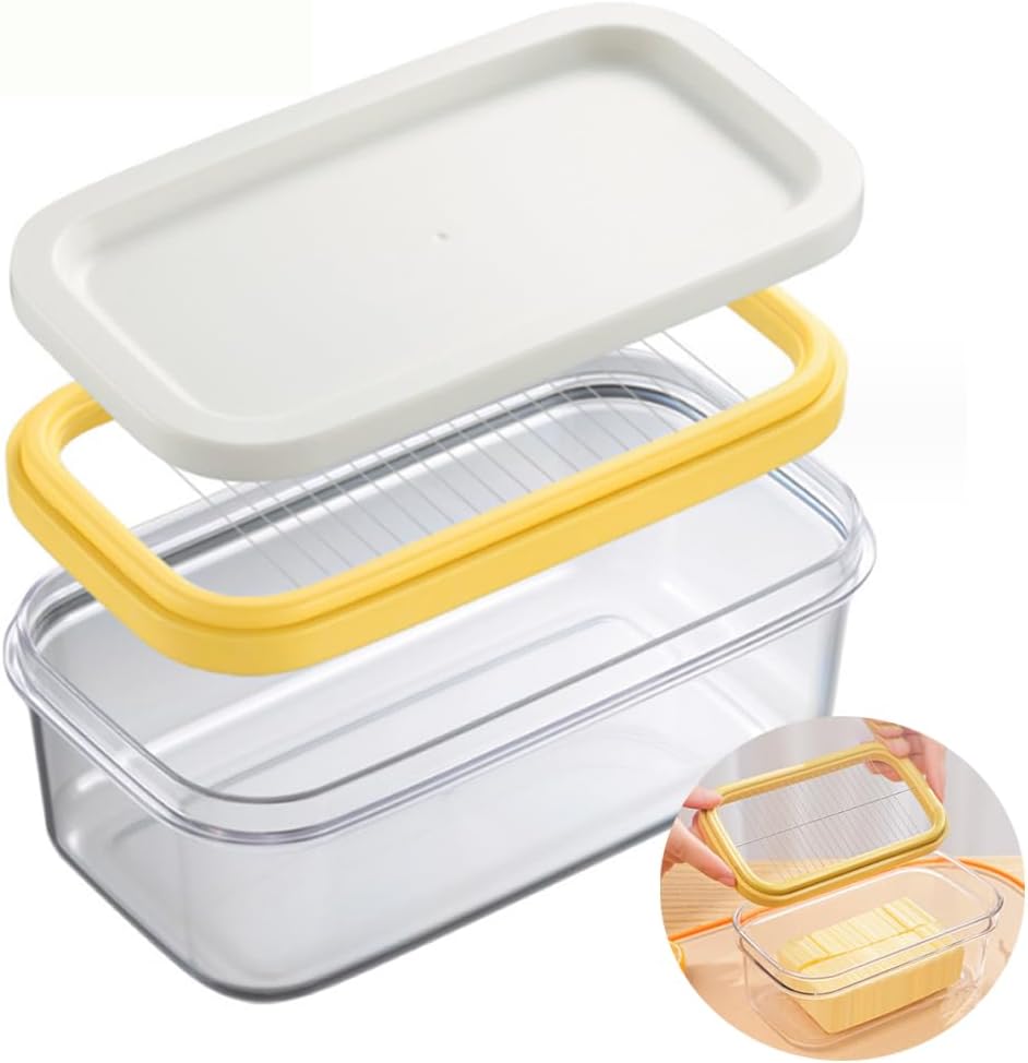 Cortador de mantequilla de acero inoxidable, cortador de mantequilla, cortador de mantequilla para refrigerador, fácil de cortar dos palitos de 4