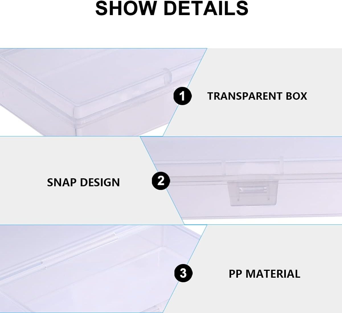 EXCEART Caja de almacenamiento rectangular de plástico transparente, caja de joyería transparente, contenedor práctico, contenedor de plástico para