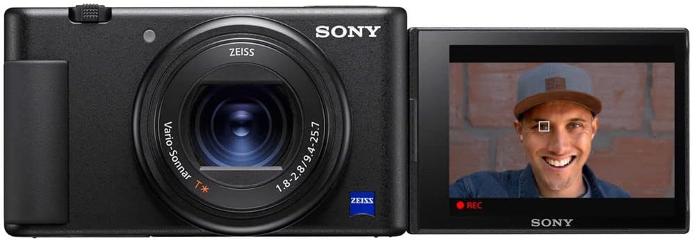 Sony Cámara digital ZV-1 (negra) ZEISS Vario-Sonnar 24-70 F1.0.315-0.110 in VloggingVideo Creator Bundle con luz LED de video portátil, tarjeta de